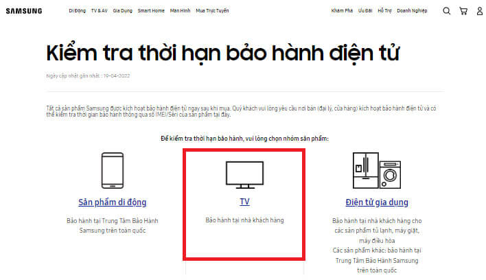 thời hạn bảo hành tivi samsung